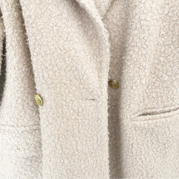 BCBGMaxazria XL Dusty Pink Boucle Coat with silver threading and gold buttons - Picture 2 of 6